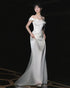 White Satin Mermaid Sweetheart Party Dress Prom Dress, White Satin Evening Dress